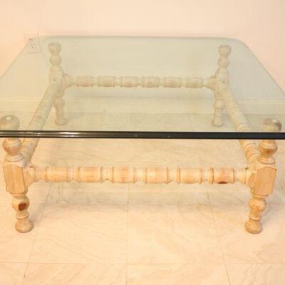 Lot #37: Vintage Heavy Glass Top Coffee Table 
