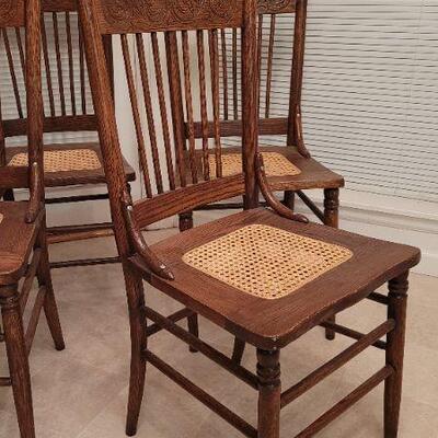 Lot 343: (4) Vintage Carved Accent Wood Dining Chairs 
