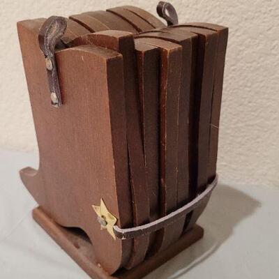 Lot 347: Western Themed Cowboy Boot Coaster Set 