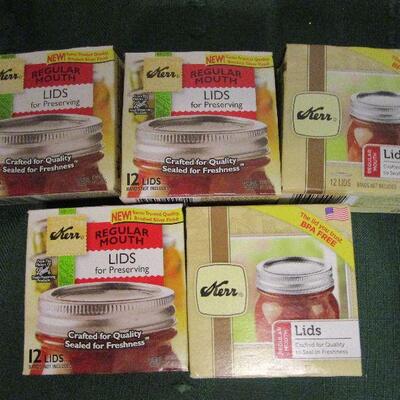 #40 Five boxes of Kerr standard mouth canning jar lids