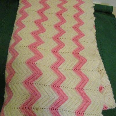#51 Pink and White Afgan Blanket