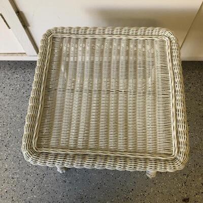 Lot 16 - Wicker Rolling Unit & Small Table