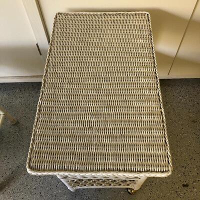 Lot 16 - Wicker Rolling Unit & Small Table