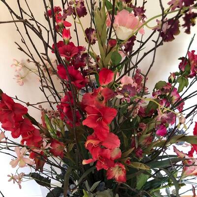 Lot 21 - Large Plum Colored Planter With Faux Floral