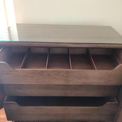 Lot 22 - Matching Rolling Dresser & Side Table