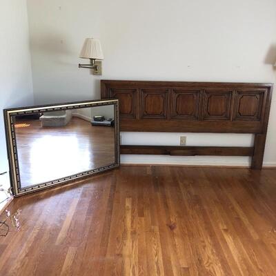 Lot 24 - King Headboard & Mirror 