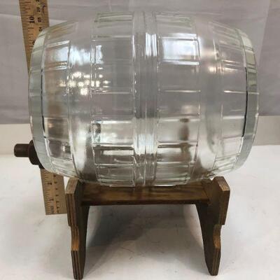 Vintage Glass Barrel with Spicket and Stand