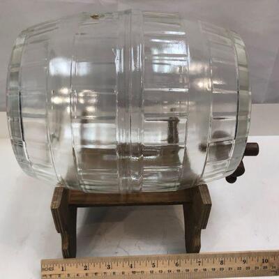 Vintage Glass Barrel with Spicket and Stand