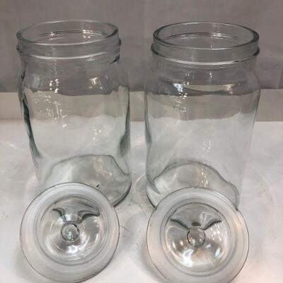 Pair of Large Clear Glass Apothecary Canister Jars