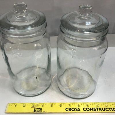 Pair of Large Clear Glass Apothecary Canister Jars