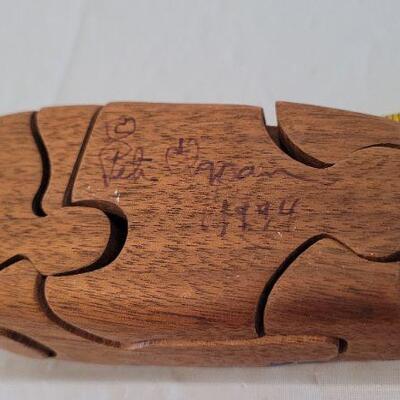 Lot 6: Vintage Wood WHALE 3d Puzzle SIGNED by Artist