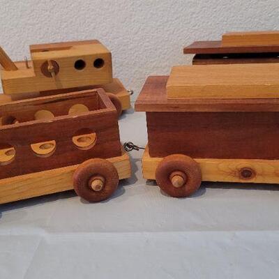 Lot 15: Vintage 5-Piece Handmade Wood Train Set
