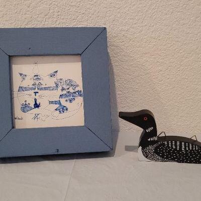 Lot 31: Vintage Craft Bundle - Bird and Tile w/ Frame Deco