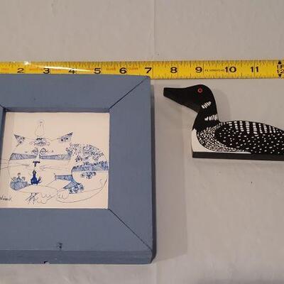 Lot 31: Vintage Craft Bundle - Bird and Tile w/ Frame Deco
