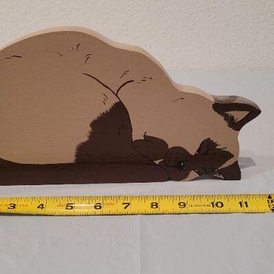 Lot 32: (2) CAT THEME Creations - Bowl and Wood Deco
