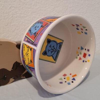 Lot 32: (2) CAT THEME Creations - Bowl and Wood Deco