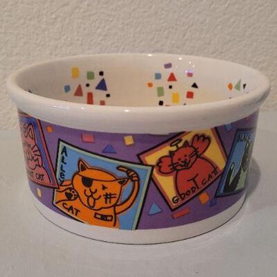 Lot 32: (2) CAT THEME Creations - Bowl and Wood Deco