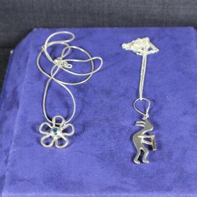 LOT#V249: Pair of Marked Sterling Chains & Pendants [10.1g]