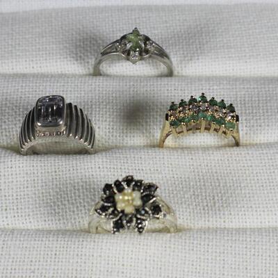 LOT#V251: Marked Sterling Ring Lot #2 With Stones [18.25g]