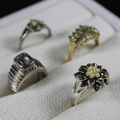 LOT#V251: Marked Sterling Ring Lot #2 With Stones [18.25g]