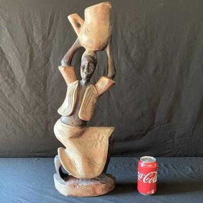 LOT#Y257: Carved African Statue