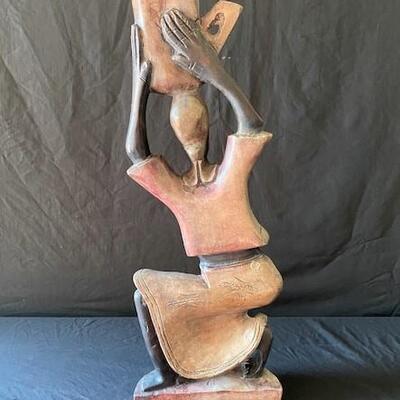 LOT#Y257: Carved African Statue