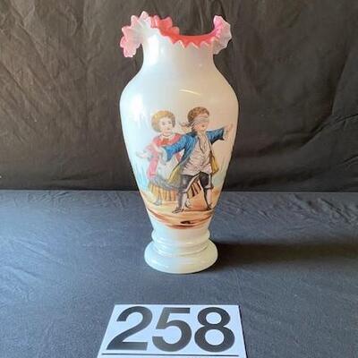 LOT#Y258: Painted Opaline Vase Lot #1