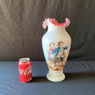 LOT#Y258: Painted Opaline Vase Lot #1