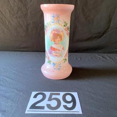 LOT#Y259: Painted Opaline Vase Lot #2