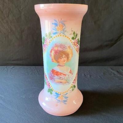 LOT#Y259: Painted Opaline Vase Lot #2