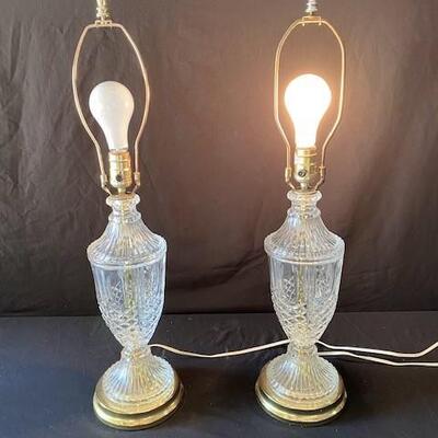 LOT#U318: Pair of Crystal Lamps (No Shades)