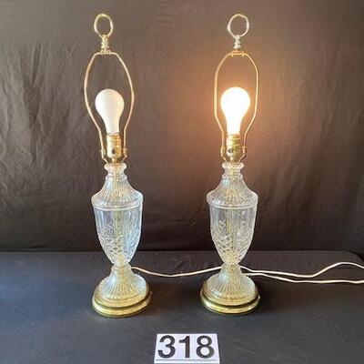 LOT#U318: Pair of Crystal Lamps (No Shades)