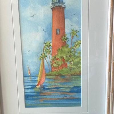 LOT#G356: Original Pair of "Gene Rizzo" Hand Signed Watercolor