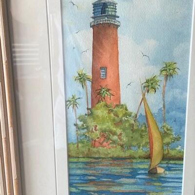LOT#G356: Original Pair of "Gene Rizzo" Hand Signed Watercolor
