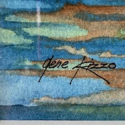 LOT#G356: Original Pair of "Gene Rizzo" Hand Signed Watercolor