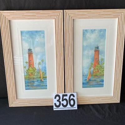 LOT#G356: Original Pair of "Gene Rizzo" Hand Signed Watercolor