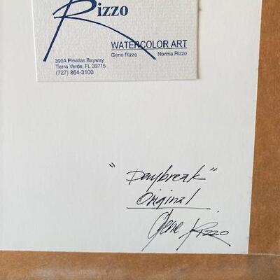 LOT#G357: Original "Gene Rizzo" Hand Signed Watercolor "Daybreak"