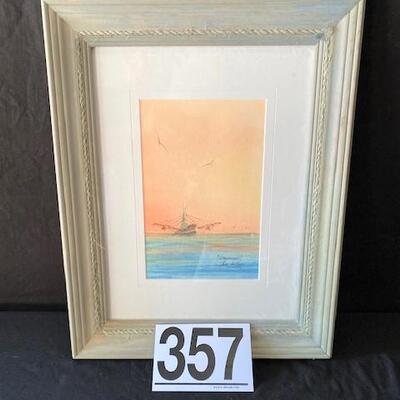 LOT#G357: Original "Gene Rizzo" Hand Signed Watercolor "Daybreak"