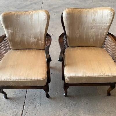 LOT#A363: Pair of Bergere Style Can Chairs