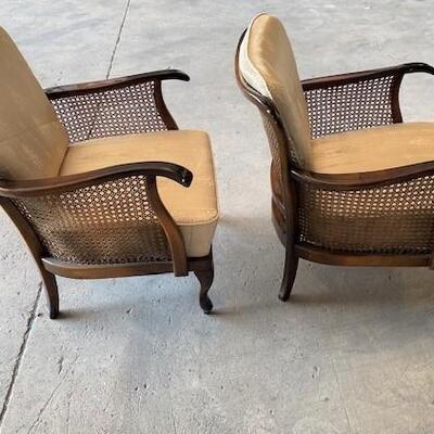 LOT#A363: Pair of Bergere Style Can Chairs