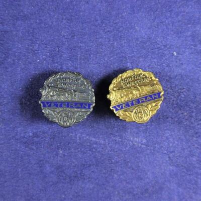 LOT#T364: Stamped 10K & Sterling Norfolk & Western Railroad Pins