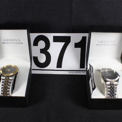 LOT#T371: Pair of NOS Men's Geneva Quartz Watches