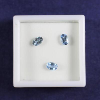 LOT#R386: Three .4carat (each) Oval Aquamarine Stones