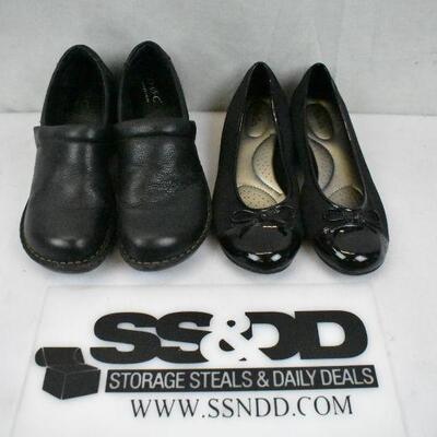 2 pairs Women's shoes: Black BOC size 8 & Black Abella size 7.5W