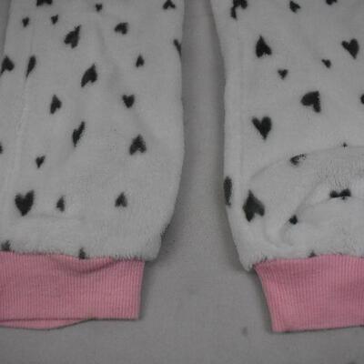 Owl Onesie PJs, Adult size Small. Pink, white, gray, with Hearts
