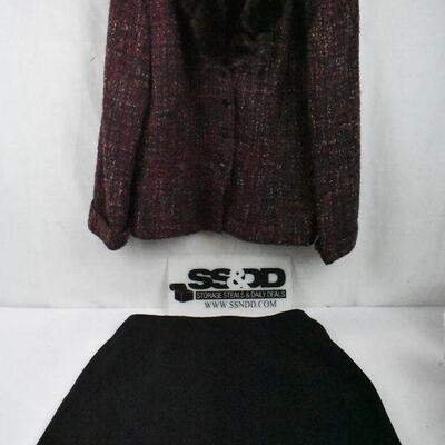 2 pc Women's Apparel: Jones New York sz 16 Tweed Jacket & Black Wool Skirt