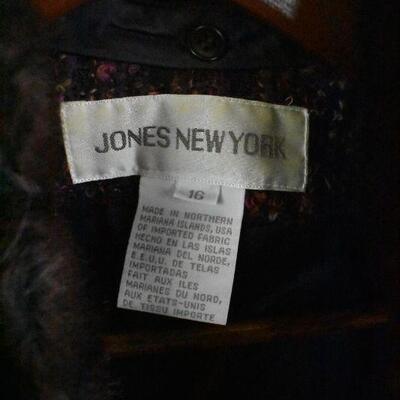 2 pc Women's Apparel: Jones New York sz 16 Tweed Jacket & Black Wool Skirt
