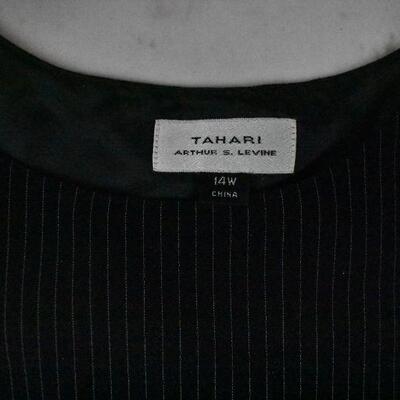 3 pc Women's Skirt Suit by Tahari. Size 14W. Black with White pin stripes