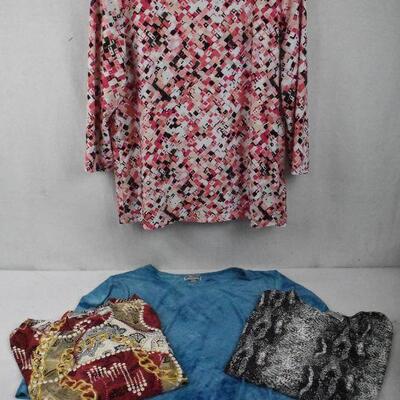 4 Women's Shirts, Stretchy Soft Large & XL by JM Collection