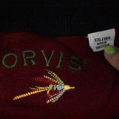 Orvis Men's XXL Pullover Lightweight Wool Sweater, Black, long sleeves